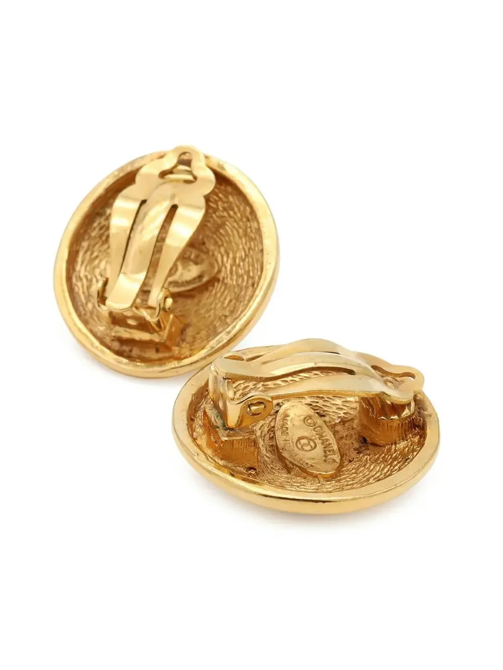 Chanel Cc Logo Round Clip-On Earrings #357825C57B
